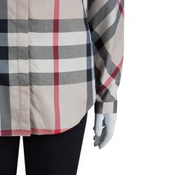 Pre Owned Burberry Brit Beige Novacheck Button Down Long Sleeve Cotton Shirt M