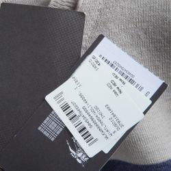 Pre Owned Burberry Brit Beige and Blue Striped Short Sleeve Sweater S