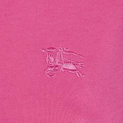 Pre Owned Burberry Brit Crimson Pink Novacheck Collar Polo Shirt L