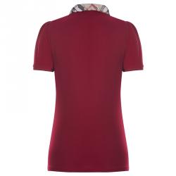 مملوكة مسبقًا Burberry Brit Red Novacheck Collar Polo Shirt L