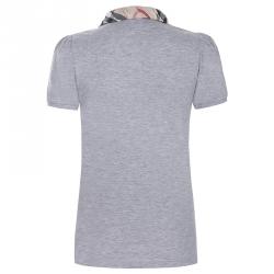 Pre Owned Burberry Brit Grey Melange Novacheck Collar Polo Shirt L