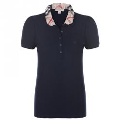 Pre Owned Burberry Brit Navy Blue Novacheck Collar Polo Shirt S