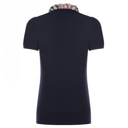 Pre Owned Burberry Brit Navy Blue Novacheck Collar Polo Shirt S