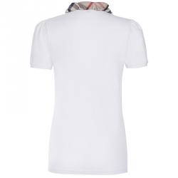 Pre Owned Burberry Brit White Novacheck Collar Polo Shirt M