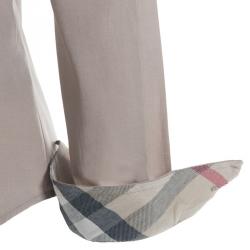 Pre Owned Burberry Brit Beige Novacheck Detail Cotton Shirt S