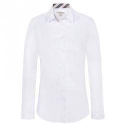 Pre Owned Burberry Brit White Novacheck Detail Cotton Shirt S
