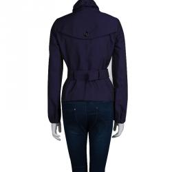 Pre Owned Burberry Purple Dual Tone Gathered Collar Detail Jacket M