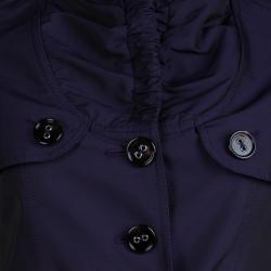 Pre Owned Burberry Purple Dual Tone Gathered Collar Detail Jacket M