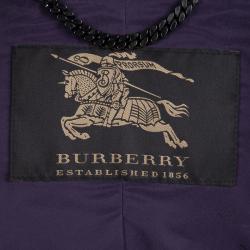 Pre Owned Burberry Purple Dual Tone Gathered Collar Detail Jacket M