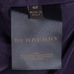 Pre Owned Burberry Purple Dual Tone Gathered Collar Detail Jacket M