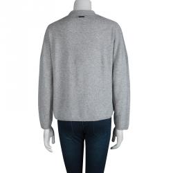 Pre Owned كارديغان بربري بأزرار أمامية كشمير رصاصي فاتح XL