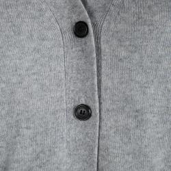 Pre Owned كارديغان بربري بأزرار أمامية كشمير رصاصي فاتح XL