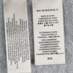 Pre Owned كارديغان بربري بأزرار أمامية كشمير رصاصي فاتح XL