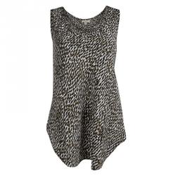 مملوكة مسبقًا Burberry Brit Sand Printed Silk Sleeveless Top L