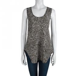 مملوكة مسبقًا Burberry Brit Sand Printed Silk Sleeveless Top L