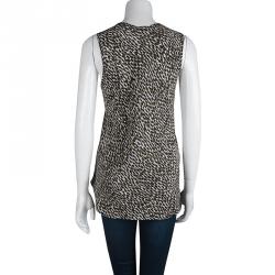 مملوكة مسبقًا Burberry Brit Sand Printed Silk Sleeveless Top L