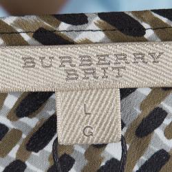 مملوكة مسبقًا Burberry Brit Sand Printed Silk Sleeveless Top L