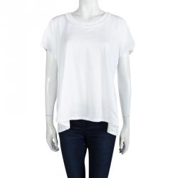 Pre Owned Burberry Brit White Cotton Lace Trim Detail T-Shirt XL