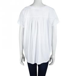 Pre Owned Burberry Brit White Cotton Lace Trim Detail T-Shirt XL