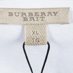 Pre Owned Burberry Brit White Cotton Lace Trim Detail T-Shirt XL