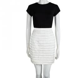 Pre Owned Burberry London Parchment White Fringe Detail Mini Skirt S