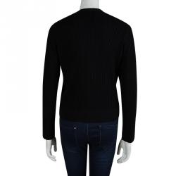 Pre Owned Burberry London Black Rib Knit Button Front Cardigan XL