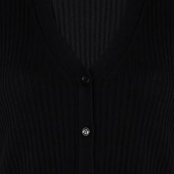 Pre Owned Burberry London Black Rib Knit Button Front Cardigan XL