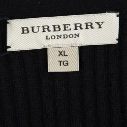 Pre Owned Burberry London Black Rib Knit Button Front Cardigan XL