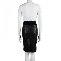 Pre Owned Burberry Brit Black Lamb Leather Pencil Skirt S