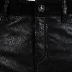 Pre Owned Burberry Brit Black Lamb Leather Pencil Skirt S