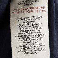 Pre Owned Burberry London Navy Blue Silk Pleat Detail Skirt L