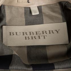 Pre Owned Burberry Brit Beige Lamb Leather Quilted Remmington Biker Jacket M