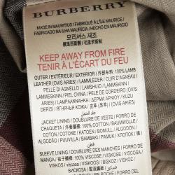 Pre Owned Burberry Brit Beige Lamb Leather Quilted Remmington Biker Jacket M