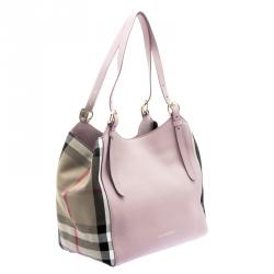 Pre Owned حقيبة يد بربري كينتربري صغيرة جلد ديربي كاروهات هاوس أرجوانية فاتحة