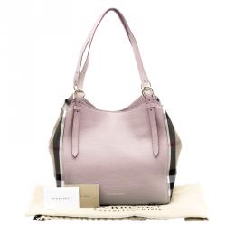 Pre Owned حقيبة يد بربري كينتربري صغيرة جلد ديربي كاروهات هاوس أرجوانية فاتحة