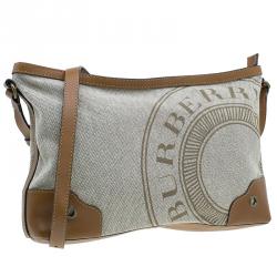Pre Owned Burberry Brown Canvas Crossbody Bag