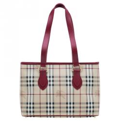 Burberry Red Haymarket Check Medium Regent Tote Bag