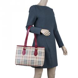 Burberry Red Haymarket Check Medium Regent Tote Bag