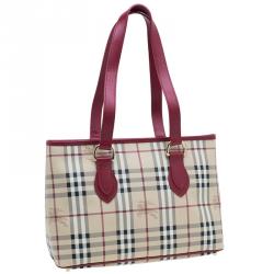 Burberry Red Haymarket Check Medium Regent Tote Bag