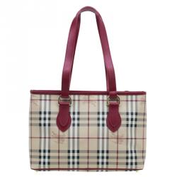 Burberry Red Haymarket Check Medium Regent Tote Bag