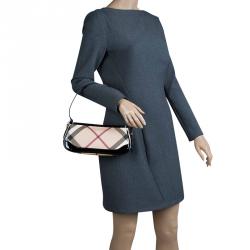 Pre Owned Burberry Beige Nova Check Coated Canvas Small Newbury Sling Bag