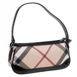 Pre Owned Burberry Beige Nova Check Coated Canvas Small Newbury Sling Bag