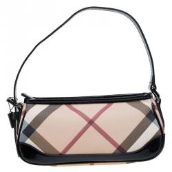 Pre Owned Burberry Beige Nova Check Coated Canvas Small Newbury Sling Bag