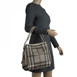 Pre Owned Burberry Grey Smoked Check Coated Canvas Small Canterbury Tote
