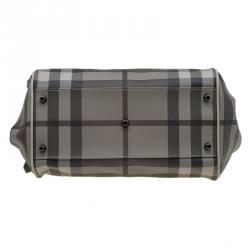 Pre Owned Burberry Grey Smoked Check Coated Canvas Small Canterbury Tote