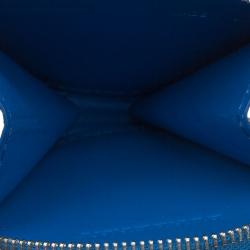 Pre Owned Burberry Blue Check Embossed Leather Round Coin Purse