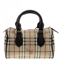 مملوكة مسبقًا Burberry Choco Haymarket Check PVC Chester Bowling Bag