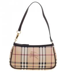 Pre Owned Burberry Brown Haymarket Check PVC Small Aston Sling Bag
