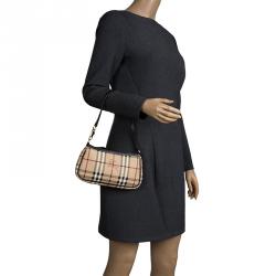 Pre Owned Burberry Brown Haymarket Check PVC Small Aston Sling Bag