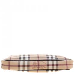 Pre Owned Burberry Brown Haymarket Check PVC Small Aston Sling Bag